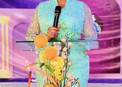 Rev. (Mrs) Vivian Ego Arutere ministering the word of God to the congregants